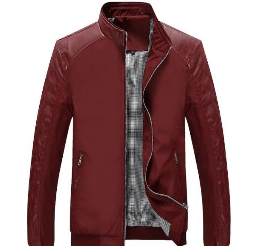 Stand Collar Bomber Motorcycle Jacket for Men