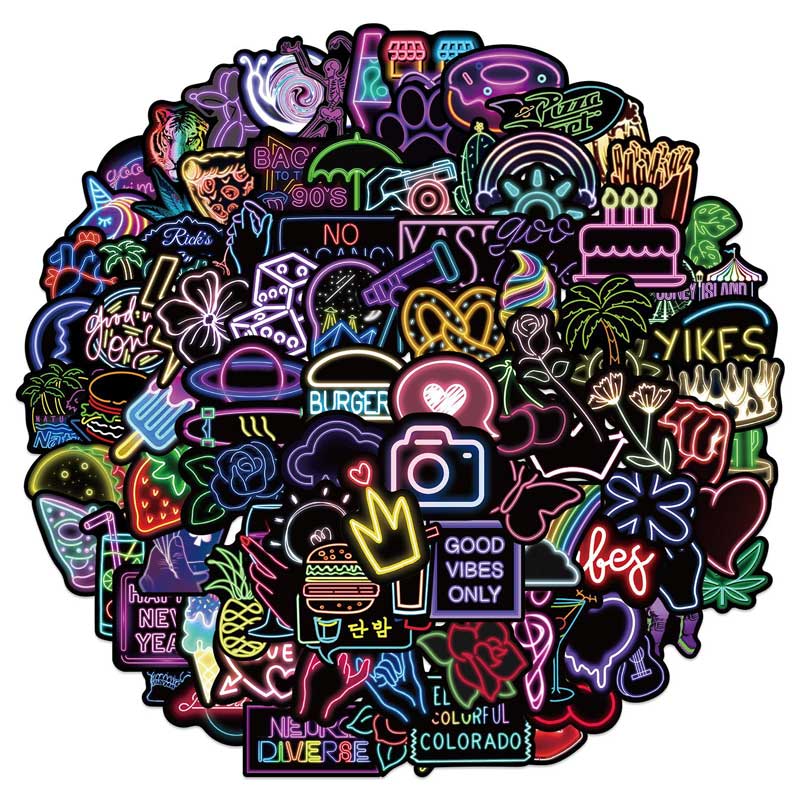 Cute Penguin Neon Style Stickers