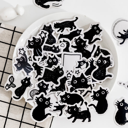 45PCS Black Cat Stickers for Creativity