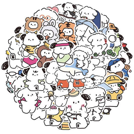 Cute White Puppy Stickers for Customization