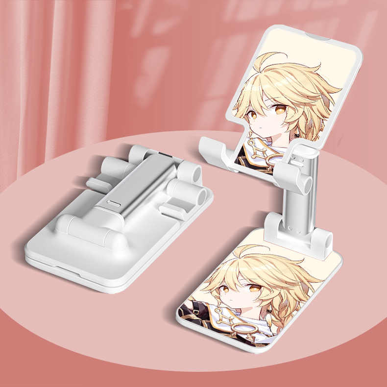 Aether Genshin Impact Phone Stand Chibi Genshin Fanart Foldable Desk Phone Holder (4)