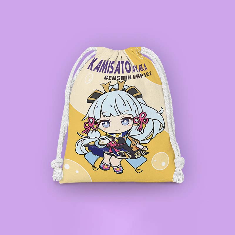 Ayaka Genshin Impact Drawstring Bags Chibi Genshin Storage Bags Cosmetic Pouches (9)