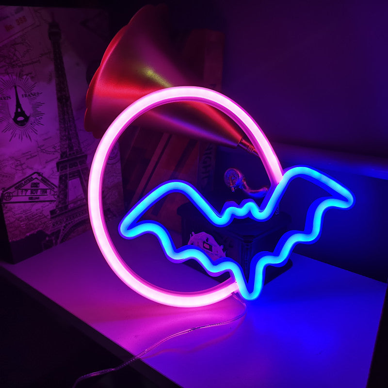 Bat Neon Sign with Customizable Placement