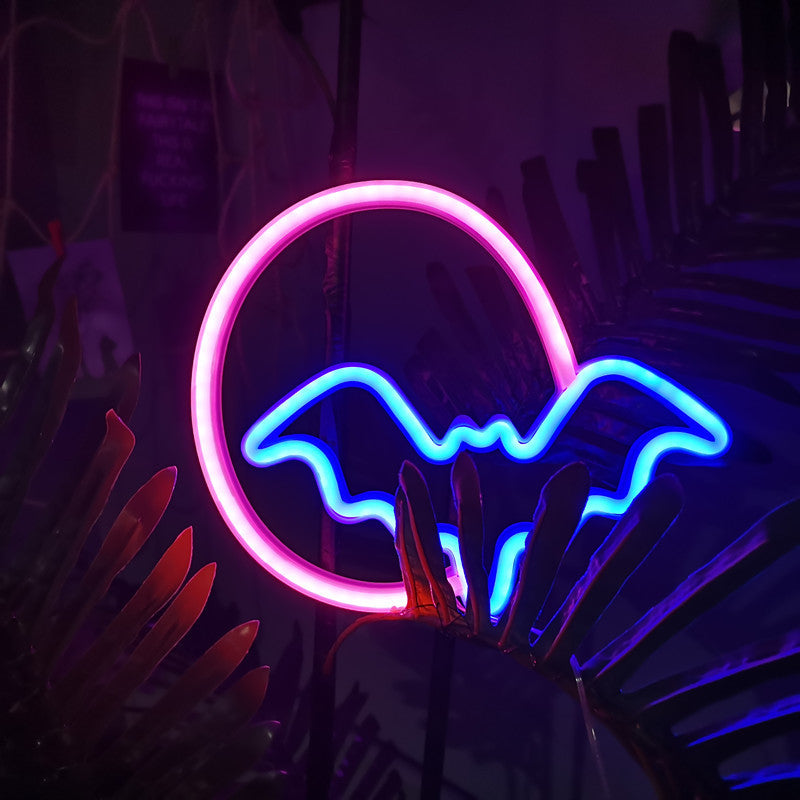 Bat Neon Sign with Customizable Placement