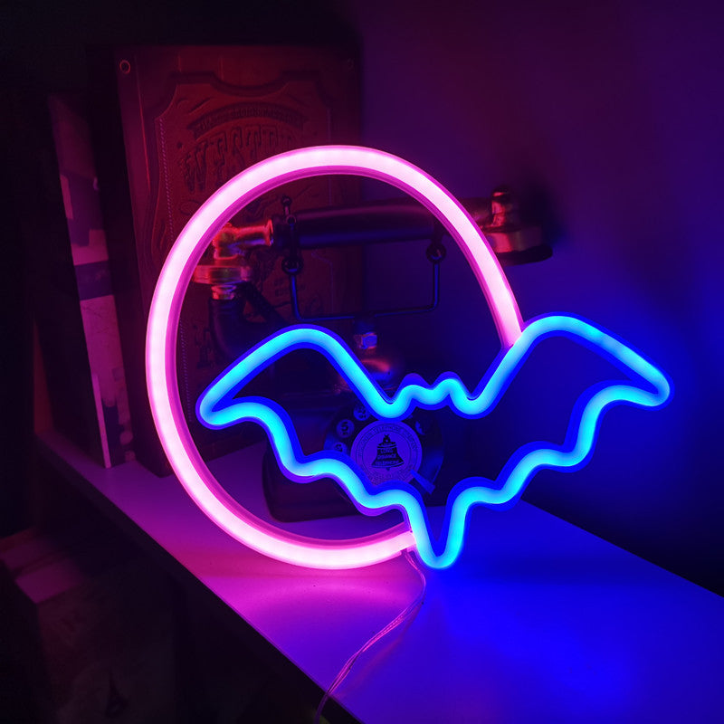 Bat Neon Sign with Customizable Placement
