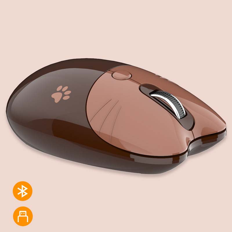 Brown Cute Bluetooth Wireless Mouse for Laptop Silent 2.4G Wireless Mice Noiseless Bluetooth 5.0 Mice (3)