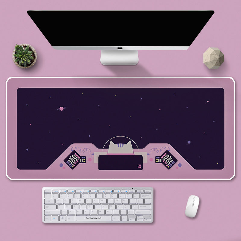 C22-10 Cat Astronaut Large Gaming Mousepad Cute Outer Space Room Decor