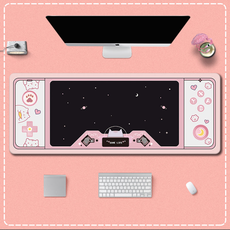 C33-01 Cute Gaming Desk Mat Kawaii Aesthetic Mouse Mat Space Art Game Room Decor (1)