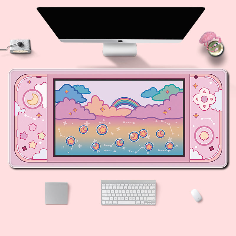 C33-06 Pastel Rainbow Desk Mat Cute Keyboard Mouse Mat Kawaii Gaming Room Decor