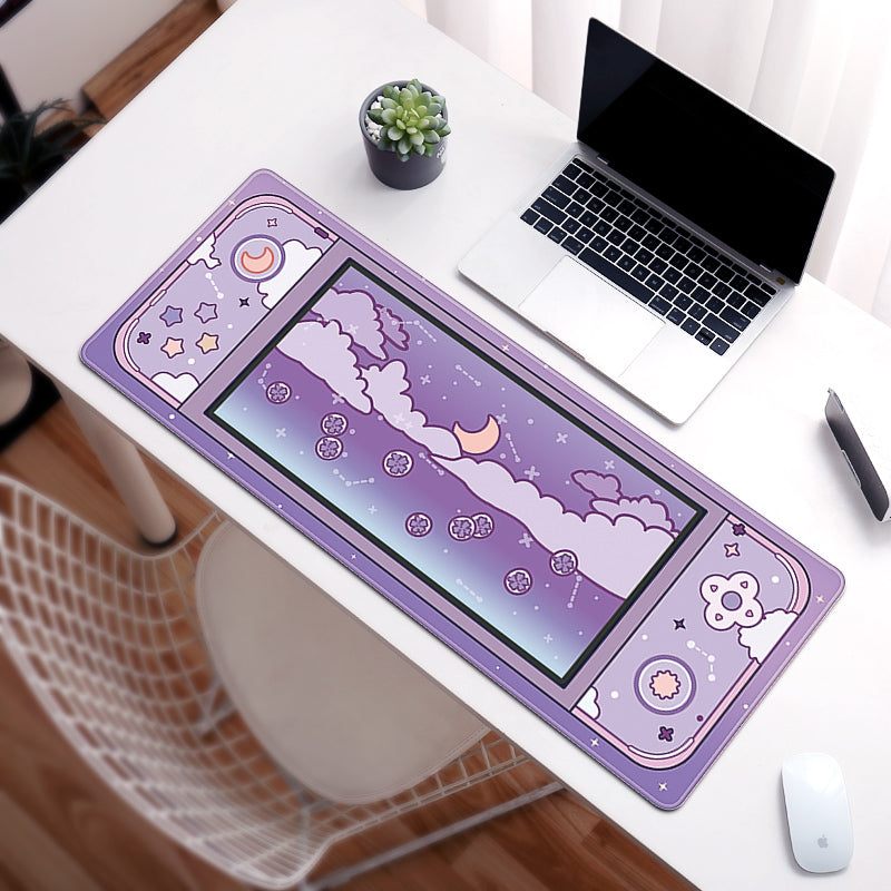 C33-11 Moon and Stars Large Desk Mat Kawaii Aesthetic Mouse Pad Cute Sky Art purple
