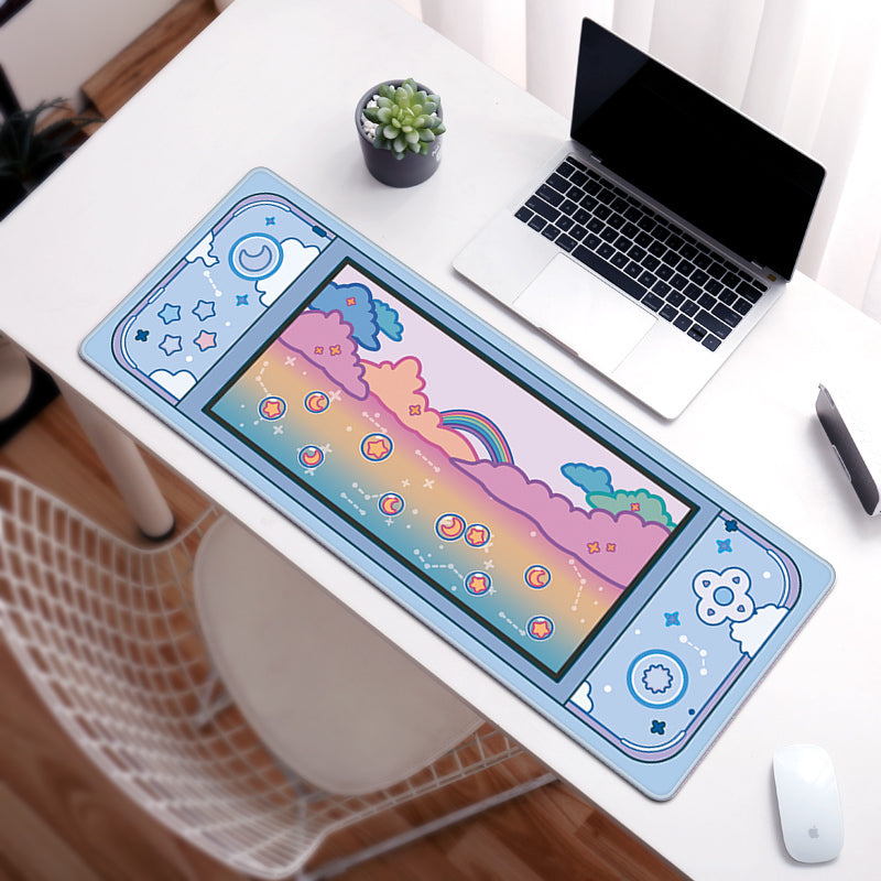 C33-16 Pastel Rainbow Desk Mat Cute Keyboard Mouse Mat Kawaii Gaming Room Decor