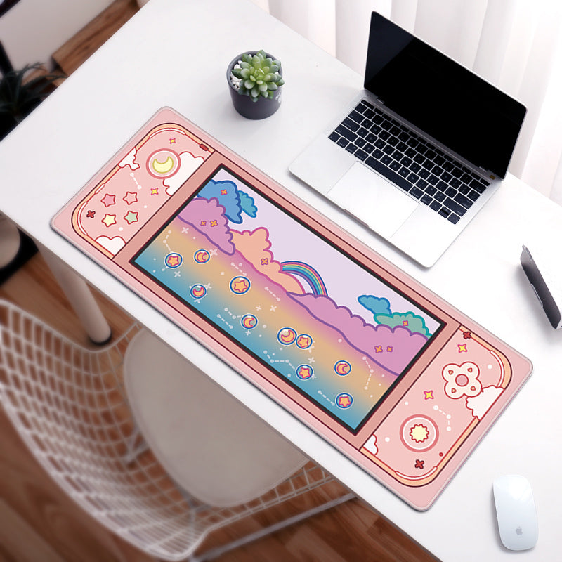 C33-17 Pastel Rainbow Desk Mat Cute Keyboard Mouse Mat Kawaii Gaming Room Decor