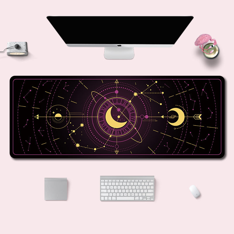 C36-18 Crescent Moon Desktop Mat Astronomy Room Decor Stars Keyboard Pad