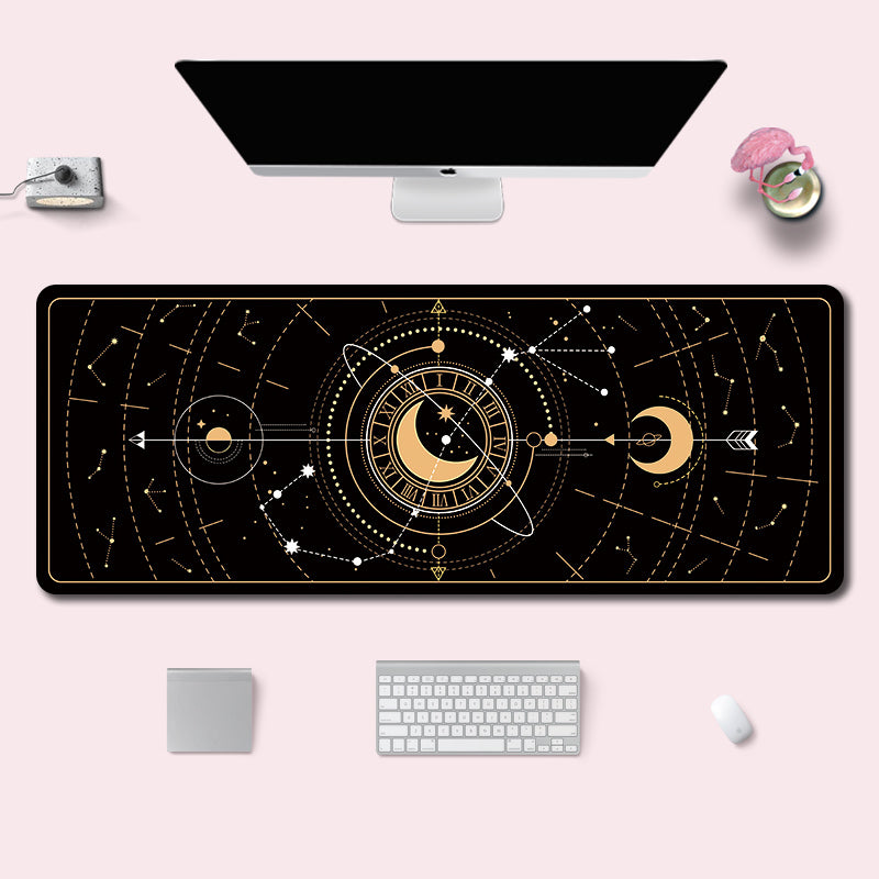 C36-19 Crescent Moon Desktop Mat Astronomy Room Decor Stars Keyboard Pad