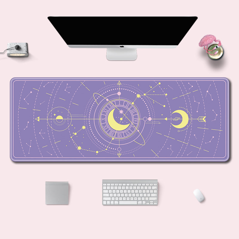 C36-20 Crescent Moon Desktop Mat Astronomy Room Decor Stars Keyboard Pad