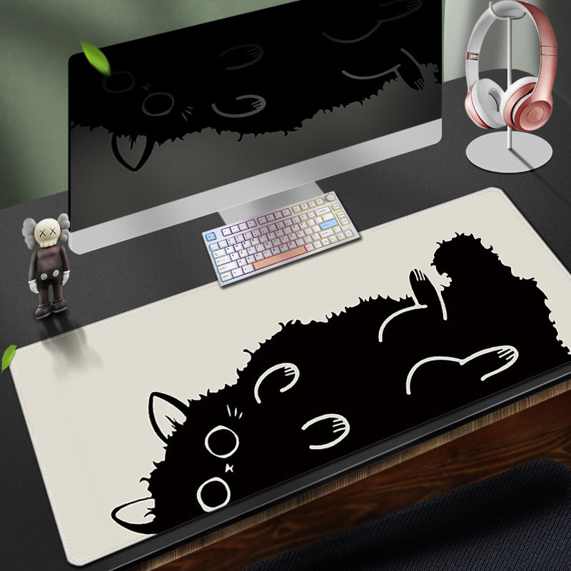 C45-08 Black Cat Large Mouse Mat Black Kitten Owner Gifts Cat Decor