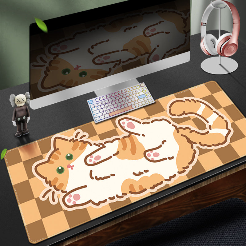 C45-10 Large Cat Desk Mat Orange Cat Owner Gifts Cute Kitty Mouse Pad