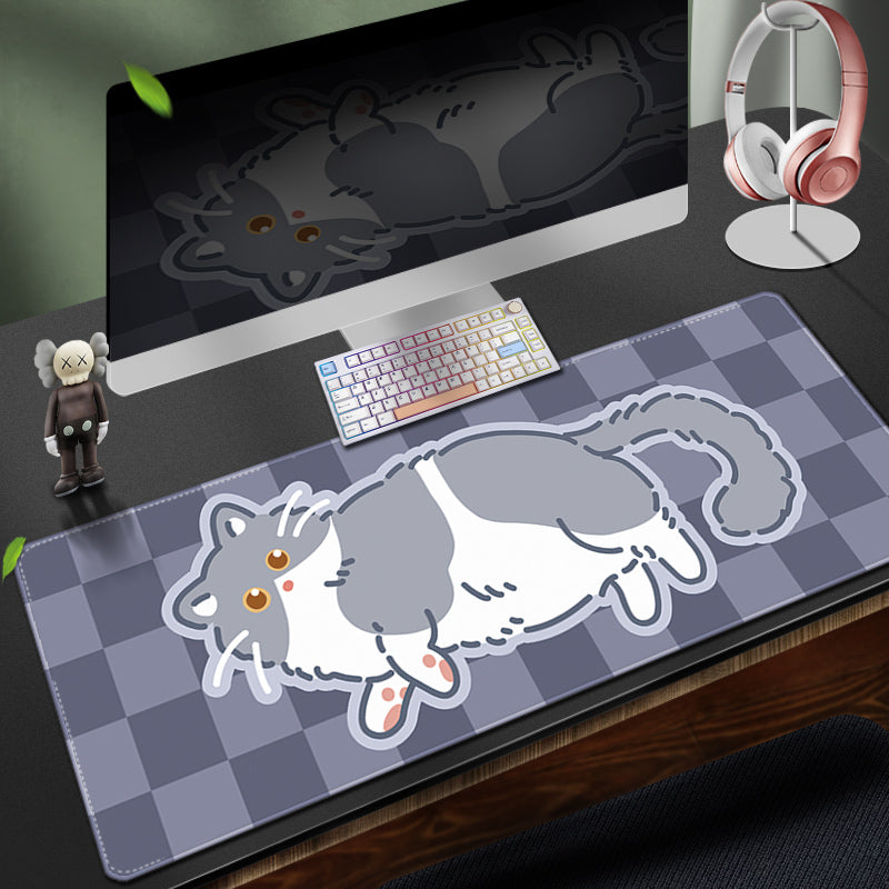 C45-11 Large Cat Desk Mat Gray Cat Owner Gifts Cute Mouse Pad