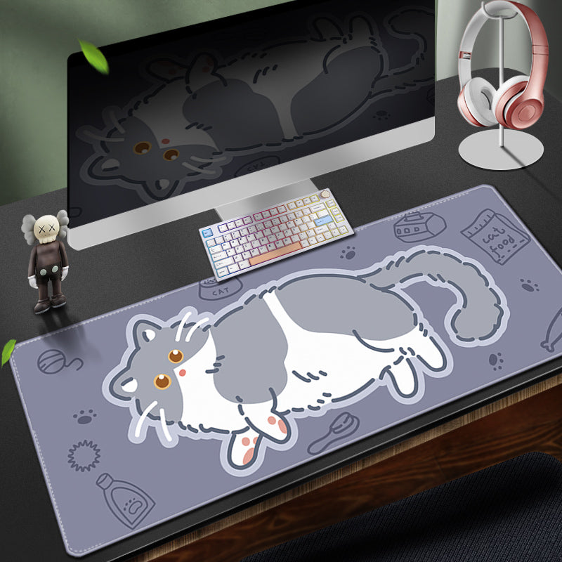 C45-12 Large Cat Desk Mat Gray Cat Owner Gifts Cute Cat Lover Mouse Pad