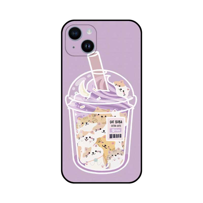 Cat Boba Phone Case Cute Cat Bubble Tea iPhone Case Kawaii Food Art (3)