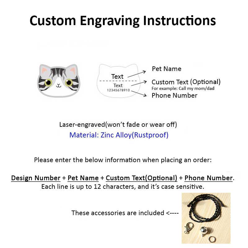Engraved Cat ID Tags with Free Engraving