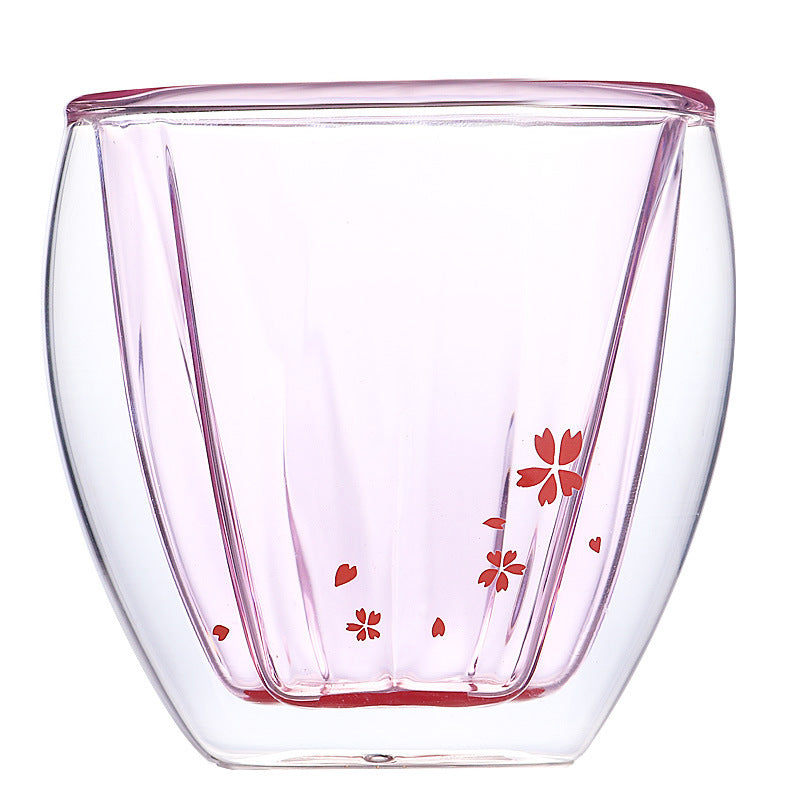 Cherry Blossom Double Wall Glass Cup