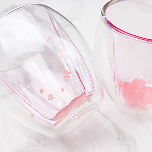 Cherry Blossom Double Wall Glass Cup