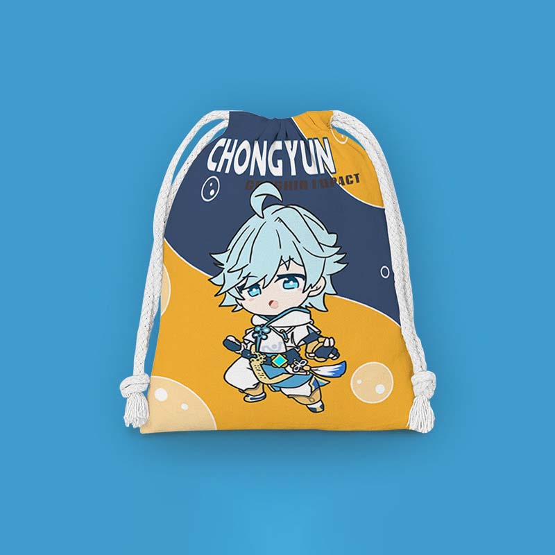 Chongyun Genshin Impact Drawstring Bags Chibi Genshin Storage Bags Cosmetic Pouches (13)