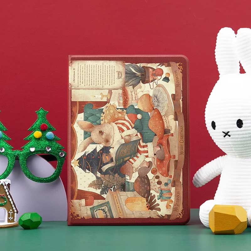 Retro Rabbit iPad Case with Pencil Holder