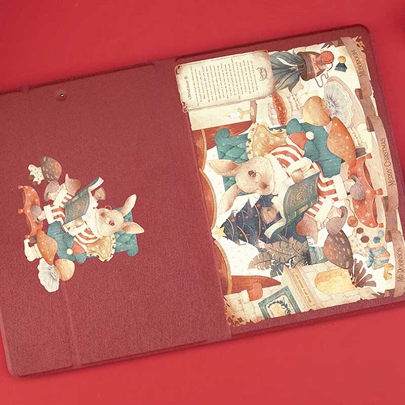 Retro Rabbit iPad Case with Pencil Holder