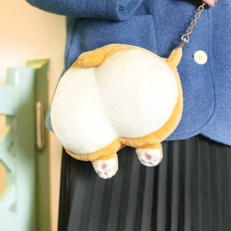 Corgi Butt Crossbody Bag Cute Corgi Dog Meme Plush Coin Purse (6)