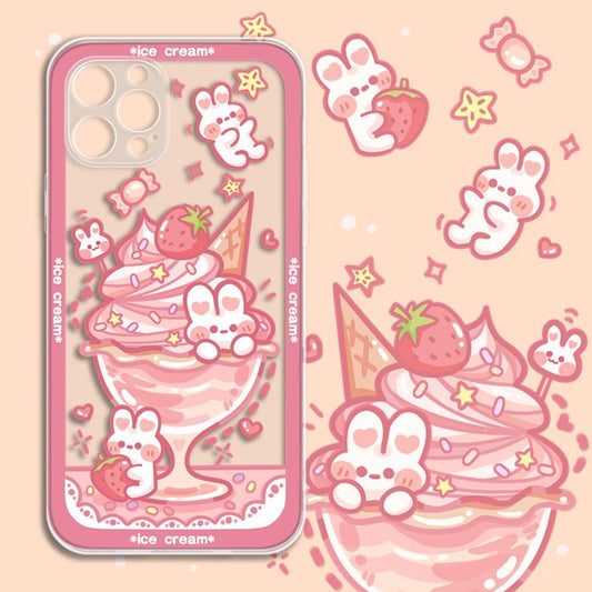Cute Animal x Ice Cream Phone Case Kawaii Bear Bunny iPhone Case (2)