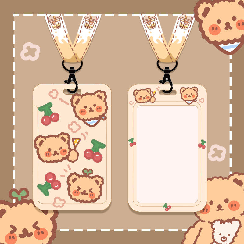 Cute Bear Card Holder Kawaii Badge Holders Cute ID Card Holders Bear Lover Gifts College Student Gifts for Coworkers (2)