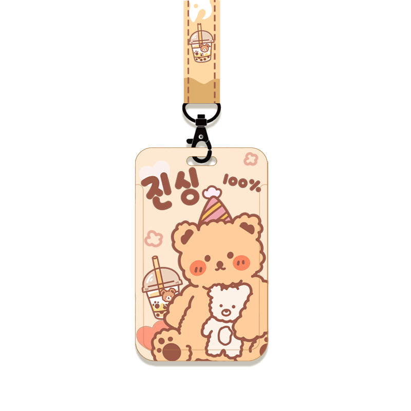 Cute Bear Design Card Holder with Lanyard