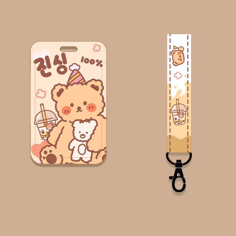 Cute Bear Design Card Holder with Lanyard