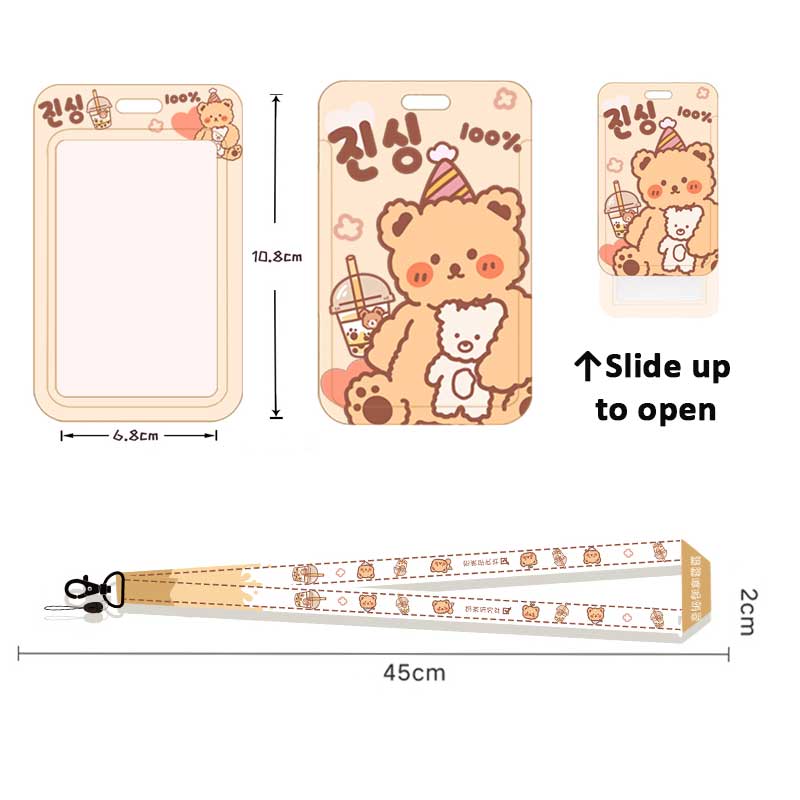 Cute Bear Design Card Holder with Lanyard