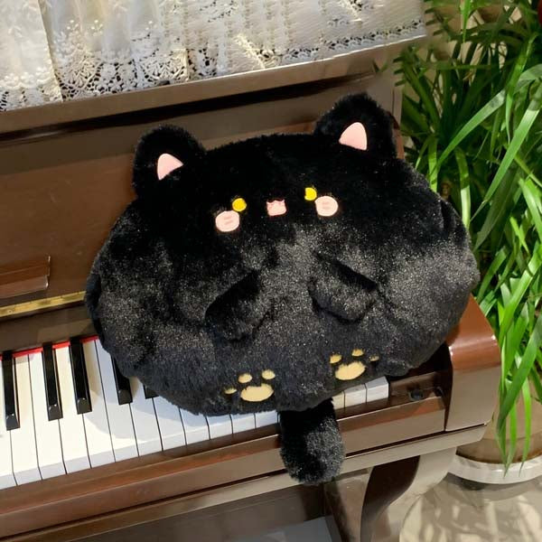 Cute Black Cat Plush Cushion Kawaii Cat Plushie Pillow Cat Gaming Room Decor (1)
