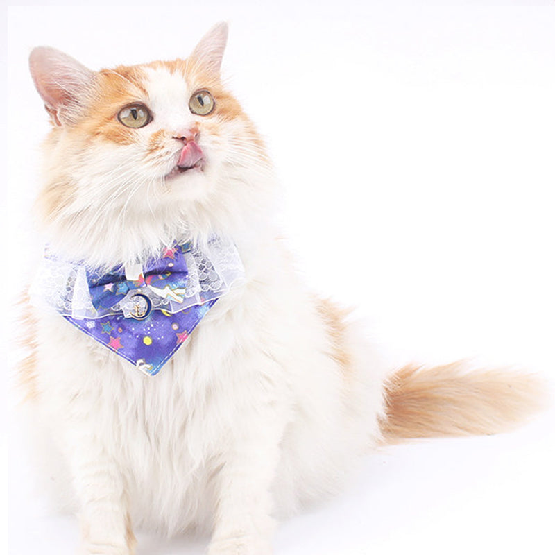 Cute Cat Bandana Collar with Charm