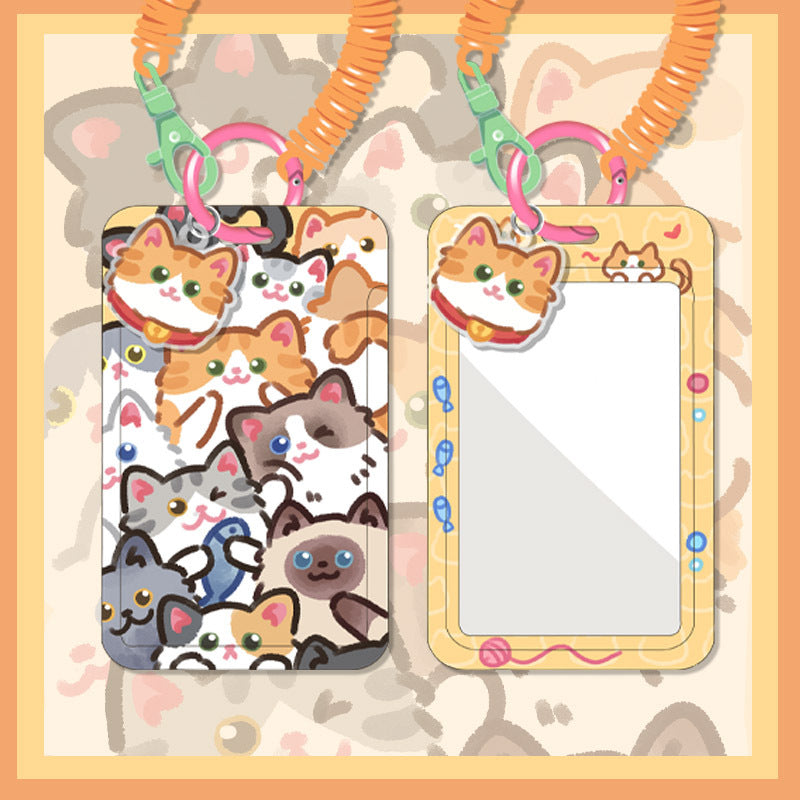Cute Cat Card Holder with Lanyard