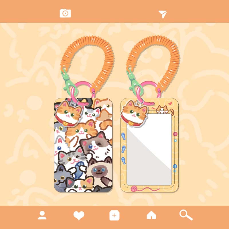 Cute Cat Card Holder with Lanyard