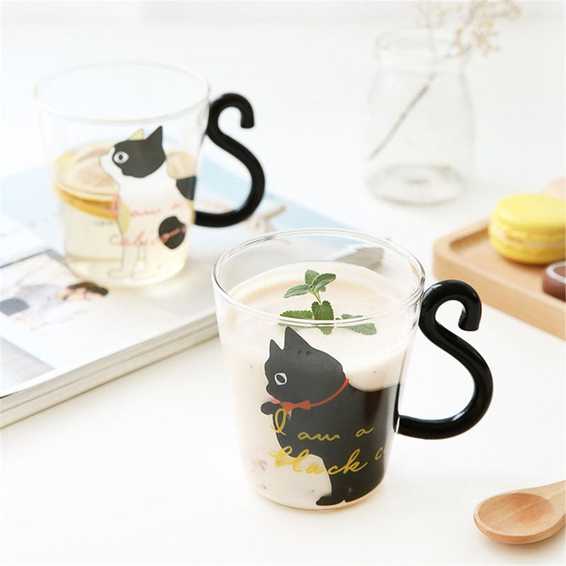 Cute Cat Mug with Tail Handle