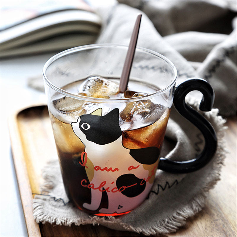 Cute Cat Mug with Tail Handle