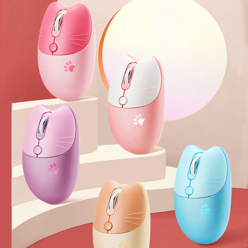 Cute Cat Wireless Mouse - Pastel Colors
