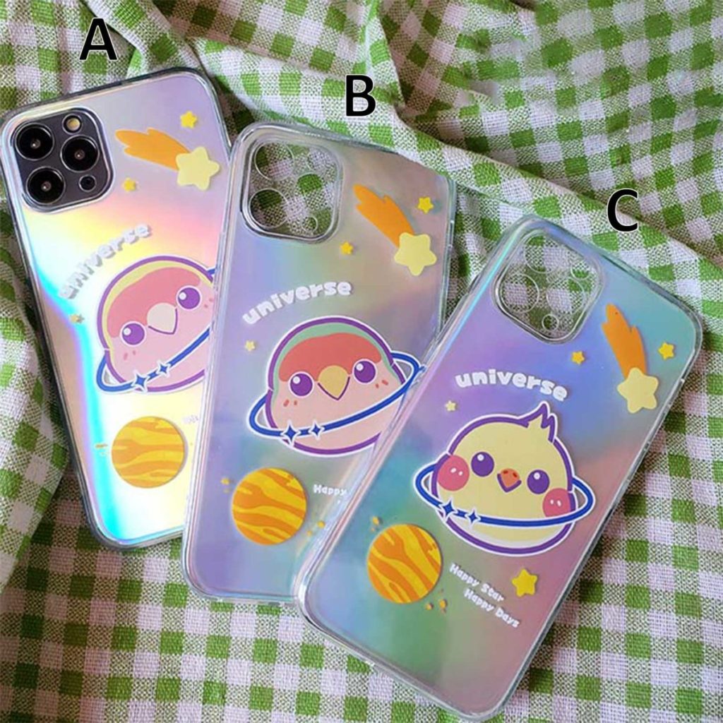 Cute Cockatiel iPhone Case Cute Bird Art Parrot Space Planet (4)