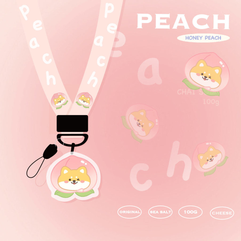 Cute Keychain Necklace Lanyard Kawaii Fruit Card Holders Birthday Gift Cute Office Lady Accessories Shiba Dog Mom Gifts (2)