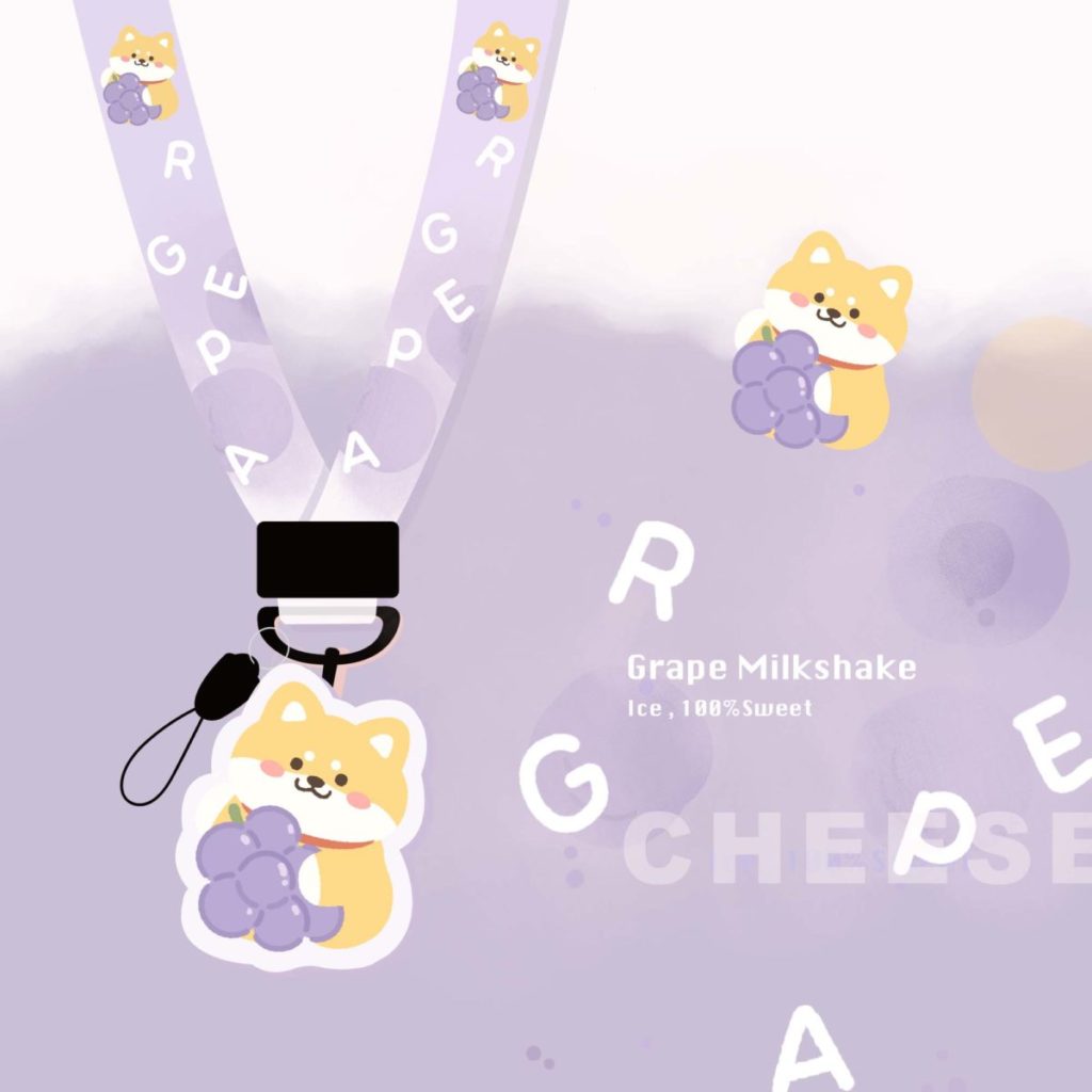 Cute Keychain Necklace Lanyard Kawaii Fruit Card Holders Birthday Gift Cute Office Lady Accessories Shiba Dog Mom Gifts (3)