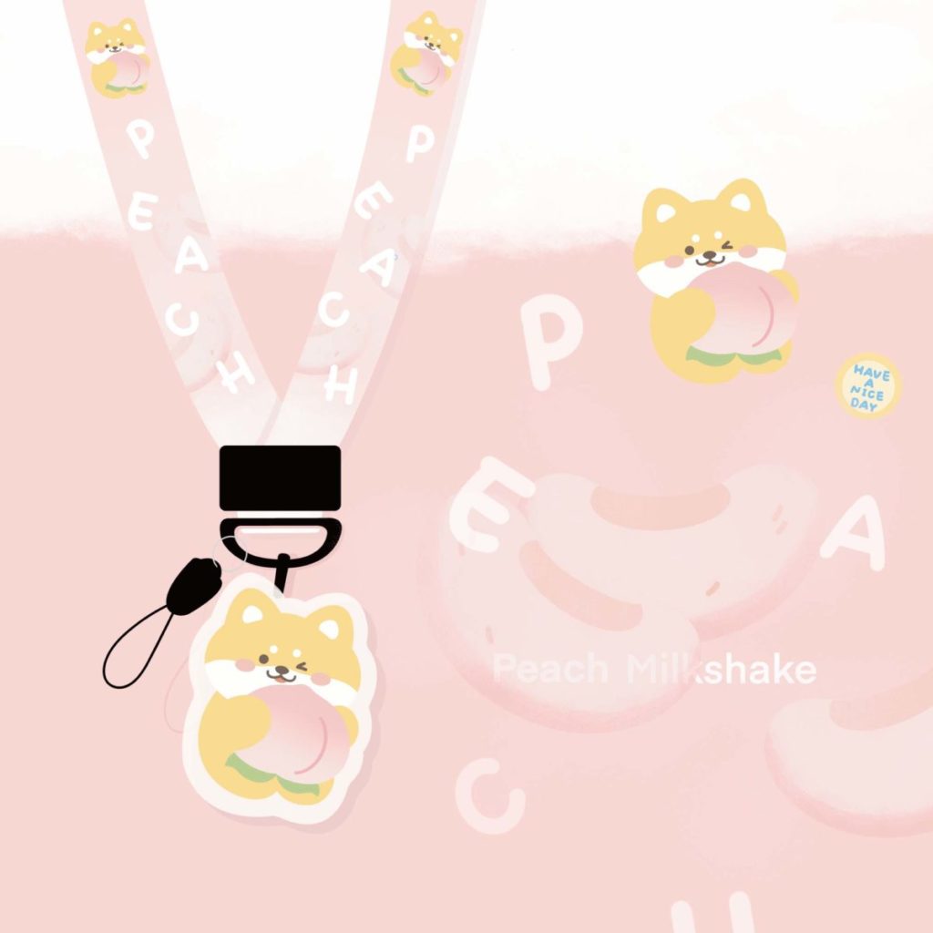 Cute Keychain Necklace Lanyard Kawaii Fruit Card Holders Birthday Gift Cute Office Lady Accessories Shiba Dog Mom Gifts (4)