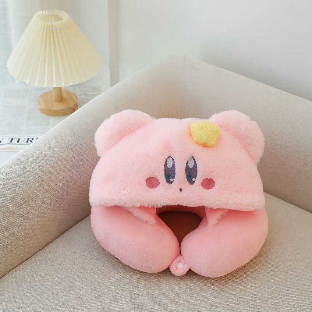 Cute Kirby U Shape Pillow Pink Kirby Scarf Plush Kirby Accessories (1)