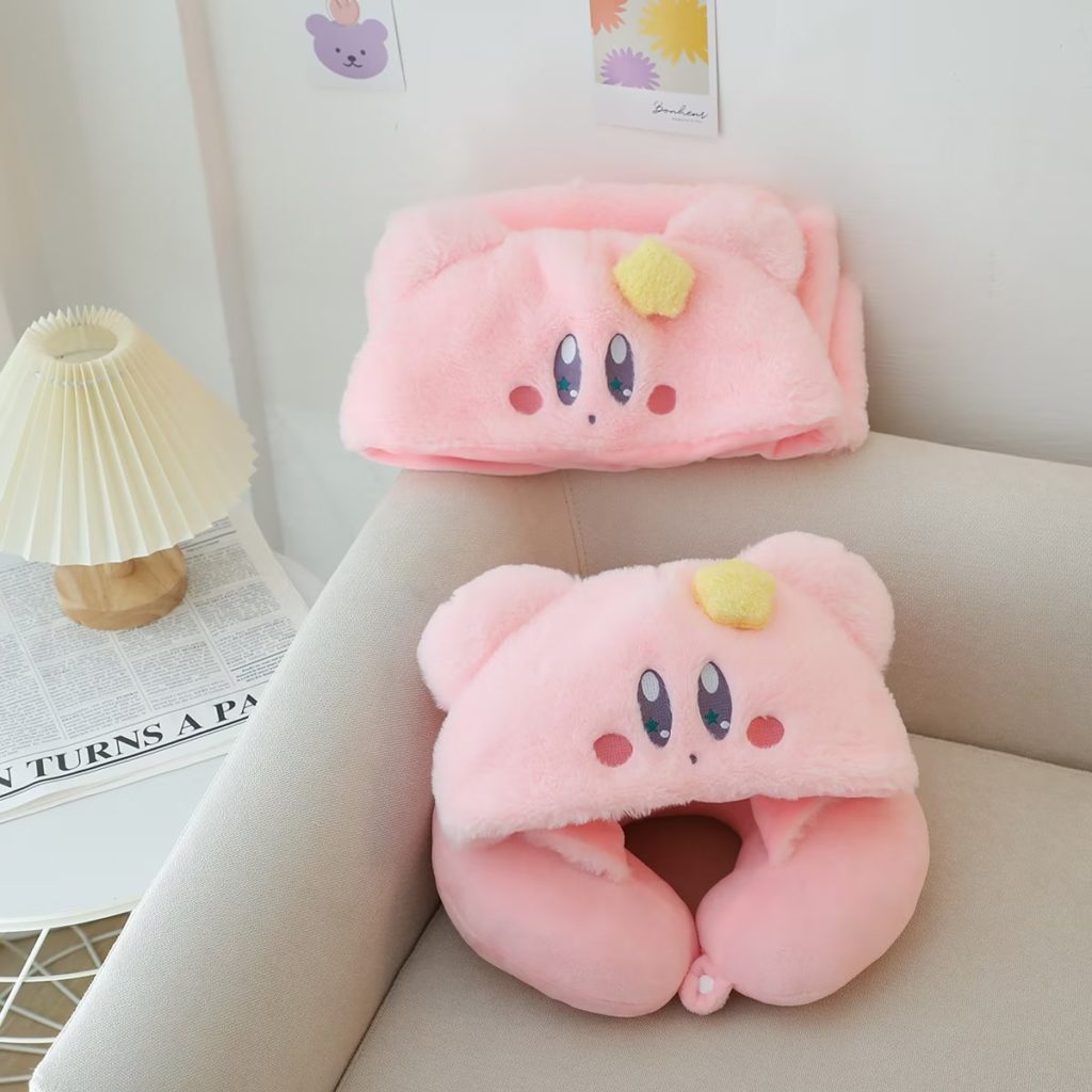 Cute Kirby Pillow and Scarf Set