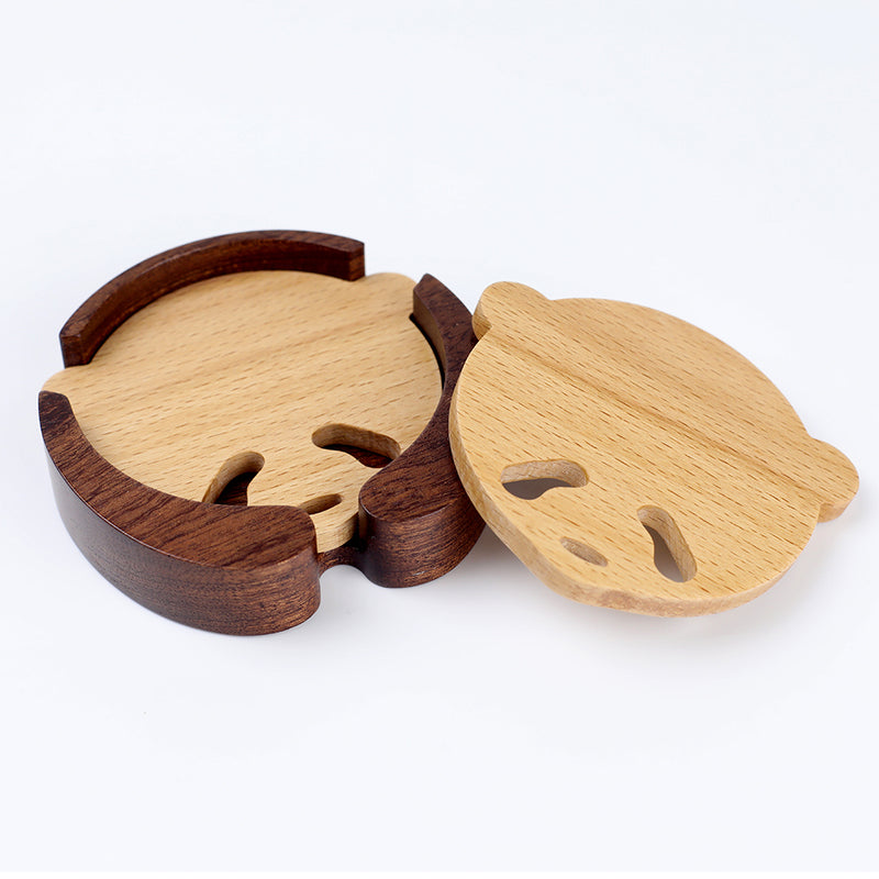 Handcrafted Panda Coaster Set with Stand